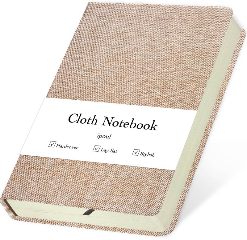 ipoul Linen Notebook, College Ruled, Hardcover, Lay Flat, B6, Small, 5x7, Thick, 100gsm, Pink, Journal for Writing - Image 1