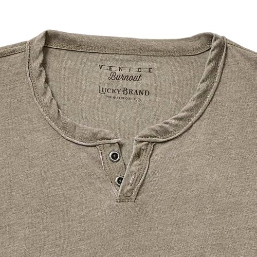 Lucky Brand Men's Venice Burnout Notch Neck Tee Shirt, Dark Olive, Medium - Image 4