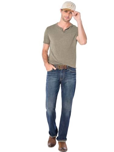 Lucky Brand Men's Venice Burnout Notch Neck Tee Shirt, Dark Olive, Medium - Image 2