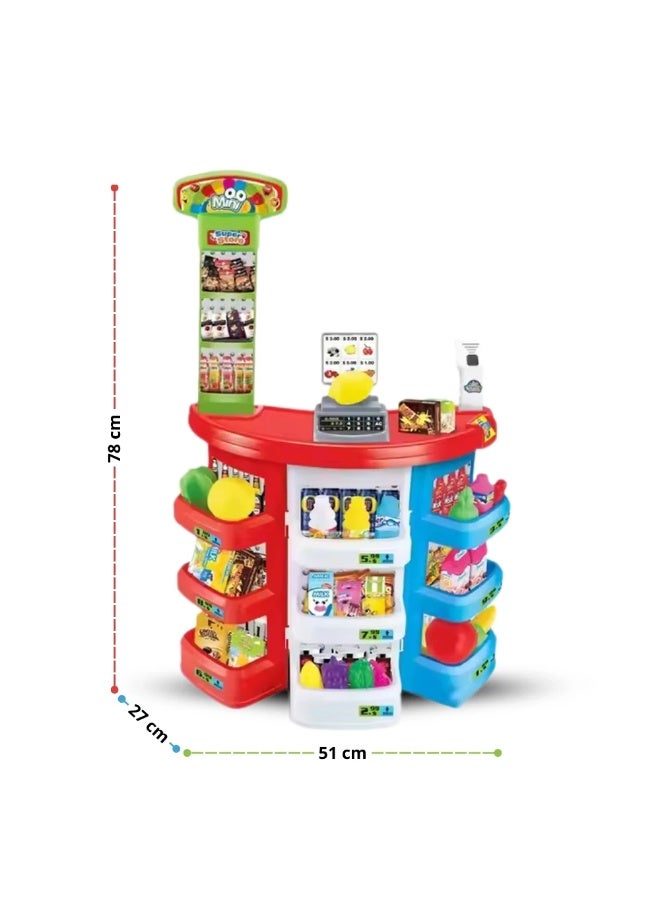 STORE 7 Kids’ Supermarket Playset with Cash Register, Scale, and Shopping Basket – Grocery Store Toy with Over 38 Accessories – Educational Pretend Play Set for Boys and Girls - Image 3