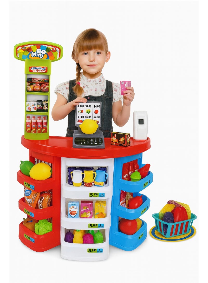 STORE 7 Kids’ Supermarket Playset with Cash Register, Scale, and Shopping Basket – Grocery Store Toy with Over 38 Accessories – Educational Pretend Play Set for Boys and Girls - Image 2