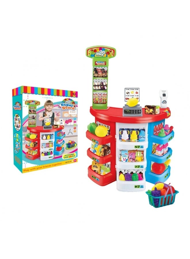 STORE 7 Kids’ Supermarket Playset with Cash Register, Scale, and Shopping Basket – Grocery Store Toy with Over 38 Accessories – Educational Pretend Play Set for Boys and Girls - Image 5