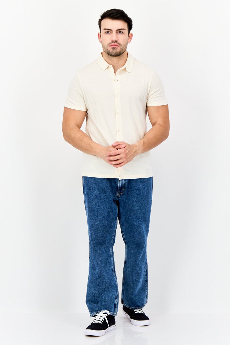 Asos Design Men Regular Fit 3 Pieces Solid Short Sleeves Casual Shirts Set, Cream/Grey - Image 2