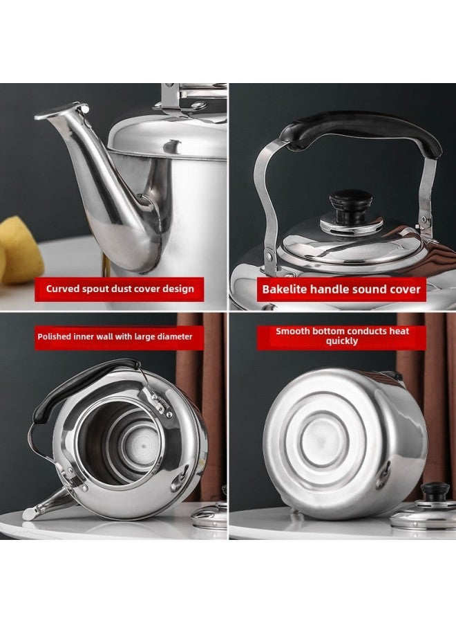 Kettle Capacity Stainless Steel Induction Cooker Household Kettle Thickened Super Large Kettle Gas Whistle Large Capacity-Color:4 Liters [about 3kg Water] Ten-year Warranty, Free Cleaning Cloth + Descaling Agent-Capacity:Hot Selling: Thickened 304 Models  - Image 4