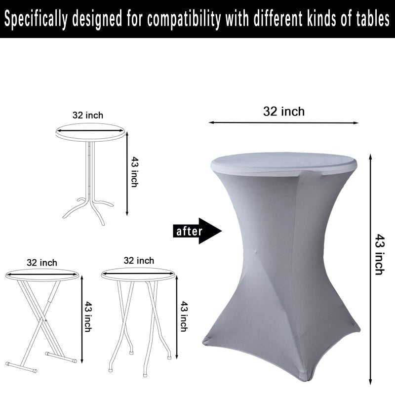 fhberni 2 pack 32x43 بوصة كوكتيل رمادي tablectloth دنة جولة غلاف الجدول المجهزة لحفل حفلات حفل الزفاف - Image 4