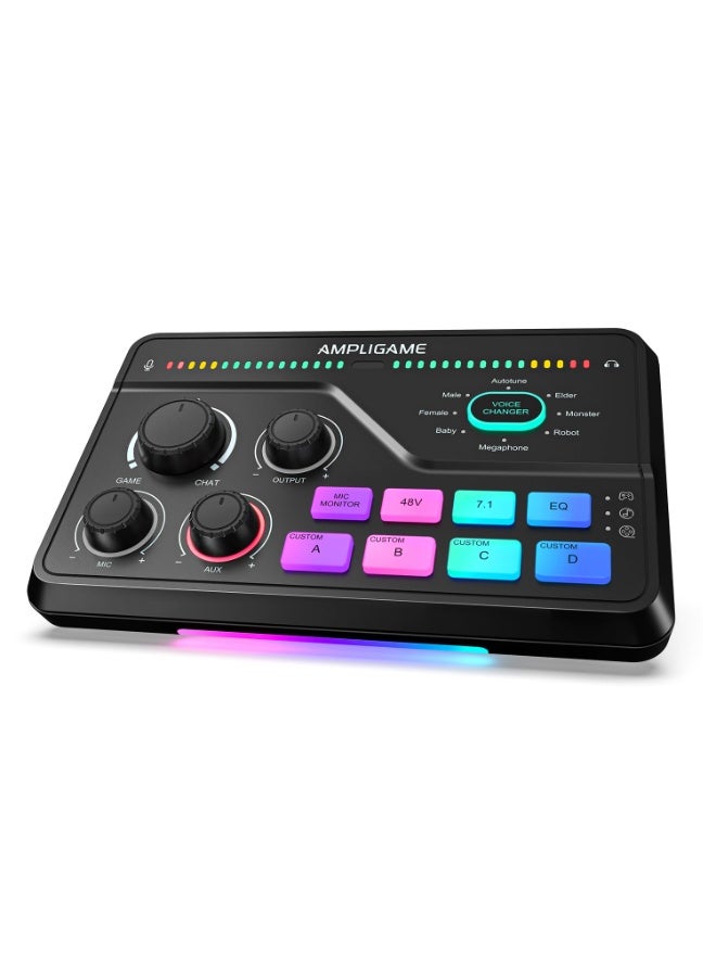 Fifine Gaming Mixer for Voice Chat and Streaming- 7.1ch Surround Sound Headphone Amp-XLR Preamp-USB Plug & Play-Voice Changer-RGB-Volume Control-3 EQ Modes Ampligame SC8 - Image 1