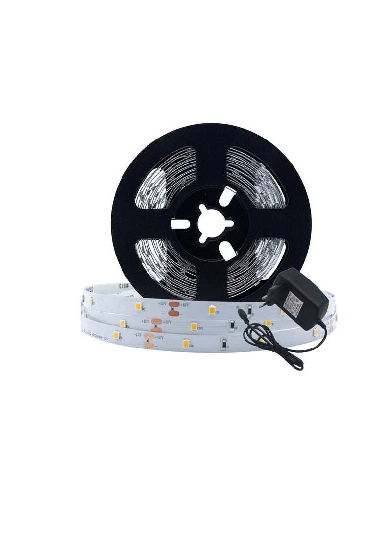KED BROOK LED White Strip Lights SMD3528 16.4Ft(5M) 60LED/M DC12V 2.5A White PCB Flexible Ribbon Strip with Adhesive Tape - Image 1