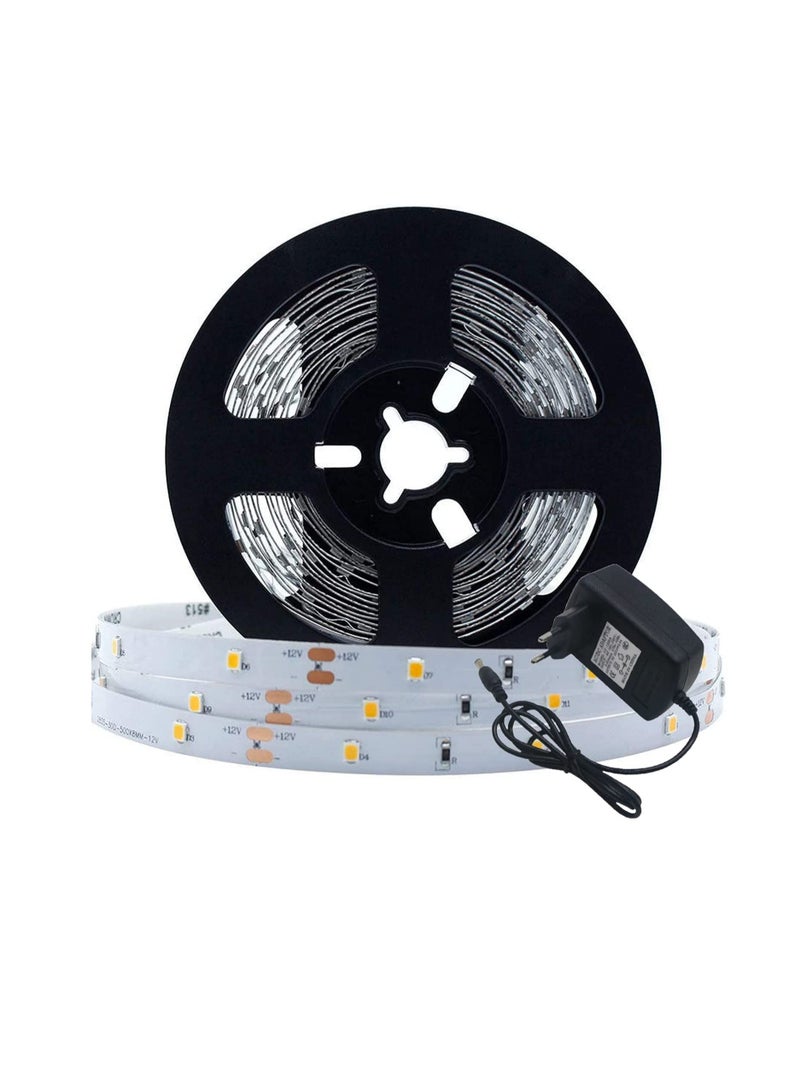 KED BROOK LED White Strip Lights SMD3528 16.4Ft(5M) 60LED/M DC12V 2.5A White PCB Flexible Ribbon Strip with Adhesive Tape - Image 3