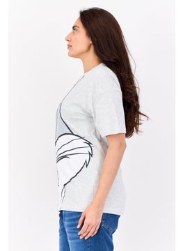 Looney Tunes Women Crew Neck Short Sleeves Bunny Print T-Shirt, Grey  - Image 2