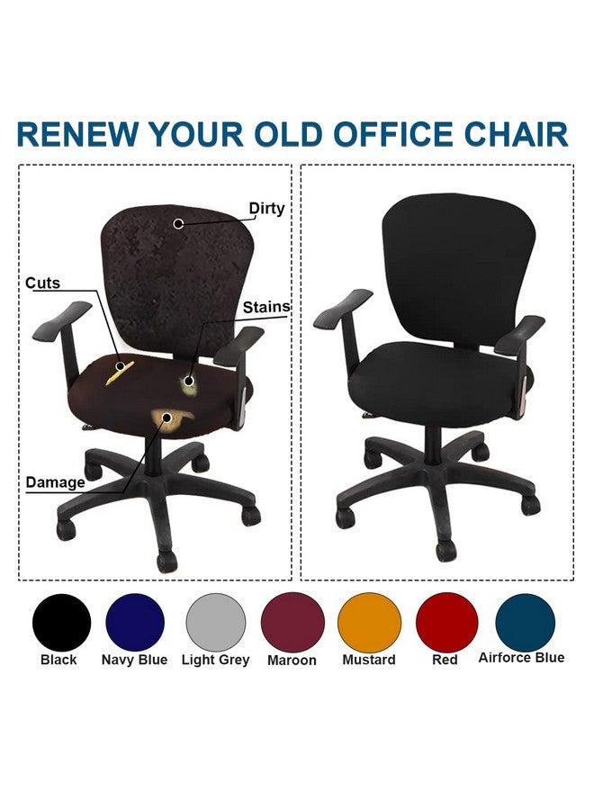 HOTKEI 3 Piece Black Office Chair Cover with Headrest Cover 200GSM Fabric Stretchable Stain Proof Office Computer Desk Executive Rotating Seat Covers Slipcover Protector for Office Chair - Image 4