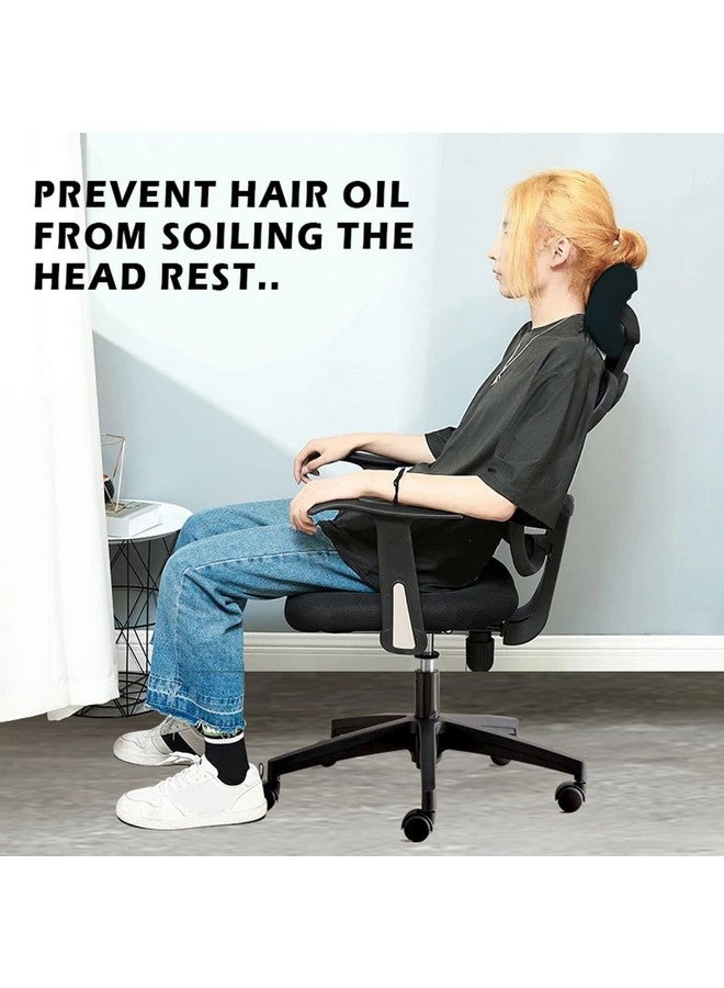 HOTKEI 3 Piece Black Office Chair Cover with Headrest Cover 200GSM Fabric Stretchable Stain Proof Office Computer Desk Executive Rotating Seat Covers Slipcover Protector for Office Chair - Image 5