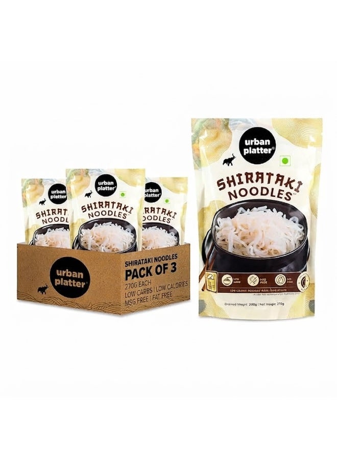 Urban Platter Shirataki Konjac Noodles, 270g, Pack of 3 (Fat-Free, Gluten-Free, Low Carb, Ready to Use) - Image 1