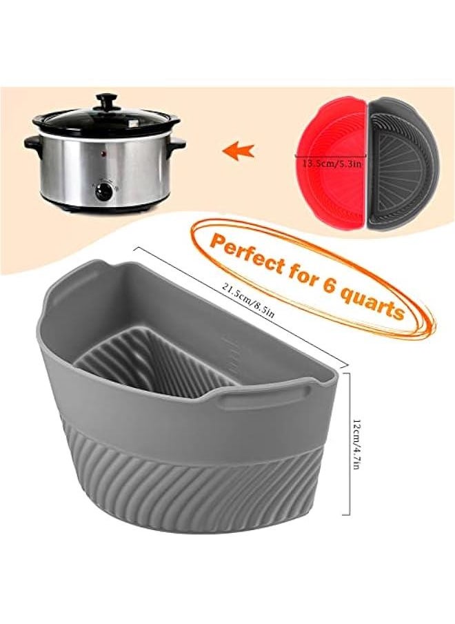 Generic - Silicone Slow Cooker Liners for Crock Pot 6 QT, Easy Cleanup Silicone Slow Cooker Liner, Reusable Food-Grade Material Heat Resistant Leakproof Slow Cooker Insert, Dishwasher Safe(Red+ Grey) - Image 1