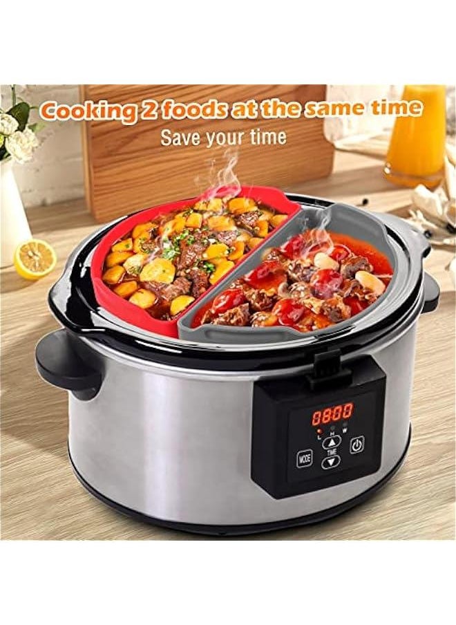 Generic - Silicone Slow Cooker Liners for Crock Pot 6 QT, Easy Cleanup Silicone Slow Cooker Liner, Reusable Food-Grade Material Heat Resistant Leakproof Slow Cooker Insert, Dishwasher Safe(Red+ Grey) - Image 1