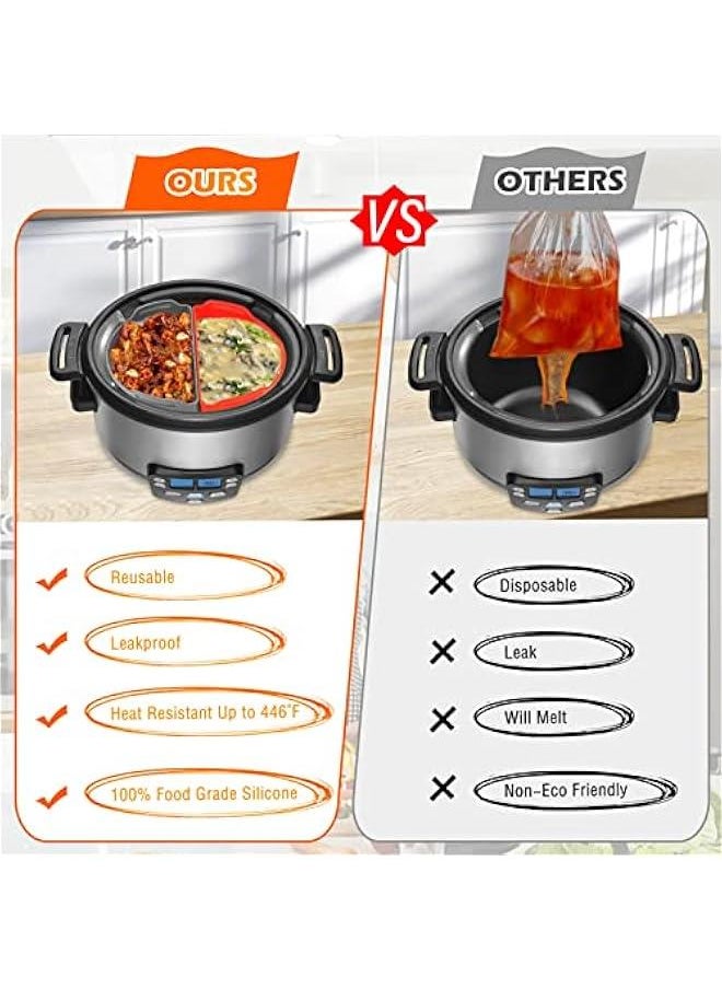 Generic - Silicone Slow Cooker Liners for Crock Pot 6 QT, Easy Cleanup Silicone Slow Cooker Liner, Reusable Food-Grade Material Heat Resistant Leakproof Slow Cooker Insert, Dishwasher Safe(Red+ Grey) - Image 1