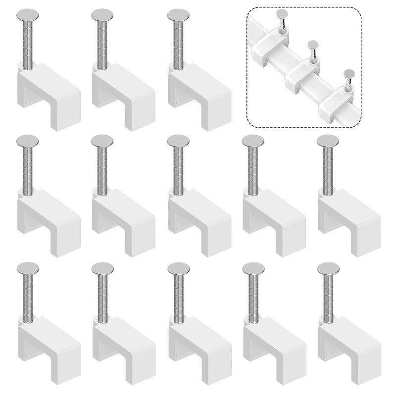 Cable Clips Nail in Cable Clips 100 Pcs 8mm Flat Ethernet Cable Wall Clips Cable Tacks Coax Cable Clip Speaker Wire Clips Cable Nails for Cords Cat5Cat5eCat6Cat7 RJ45 Cord Clips