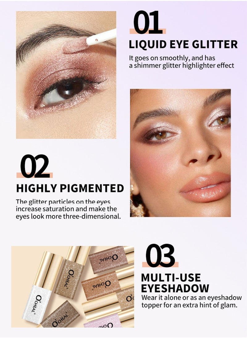 OCHEAL Liquid Glitter Eyeshadow, Glitter And Glow Liquid Eye Shadow, Highly Pigmented, Glittery Finish, Long-Wearing, Transfer Proof - 05 Champagne - 3.5g  - Image 4