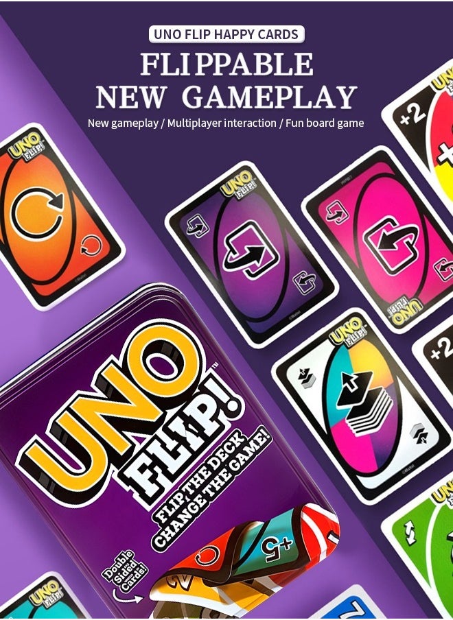 null - UNO Flip Double-Sided Card Game, Classic Overturn Game for Family Gatherings, Entertainment and All Ages - Image 1