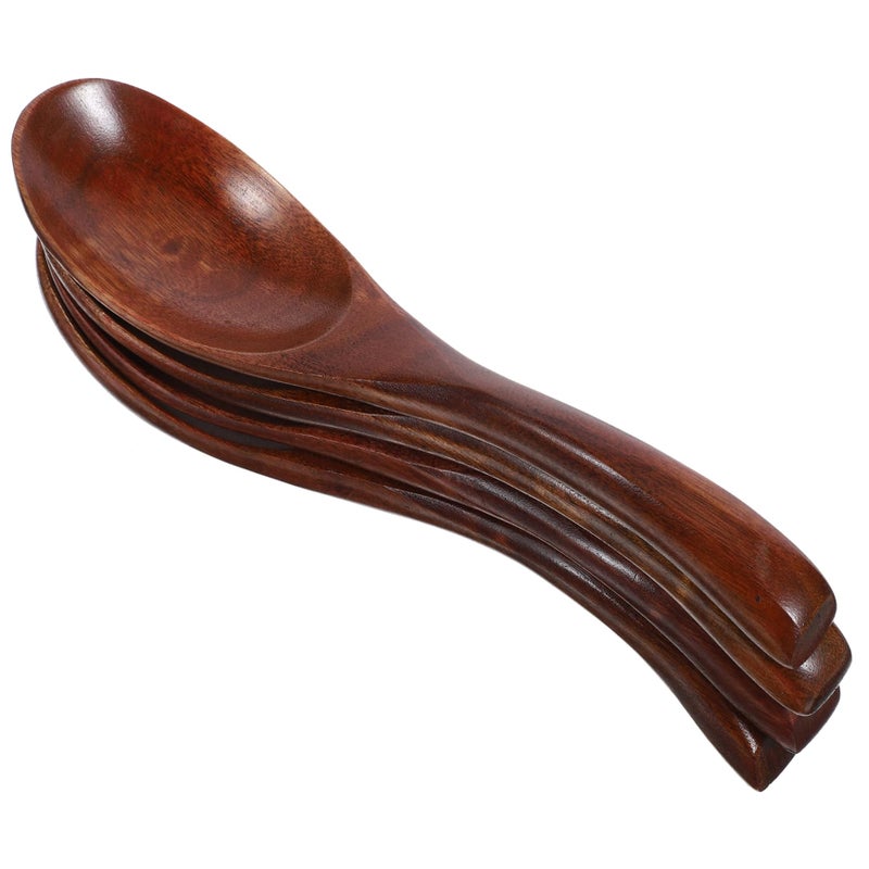4pcs Reusable Wooden Spoons Hand Polished For Soup Dessert Coffee Stirring Home Hotel Gift - Image 2