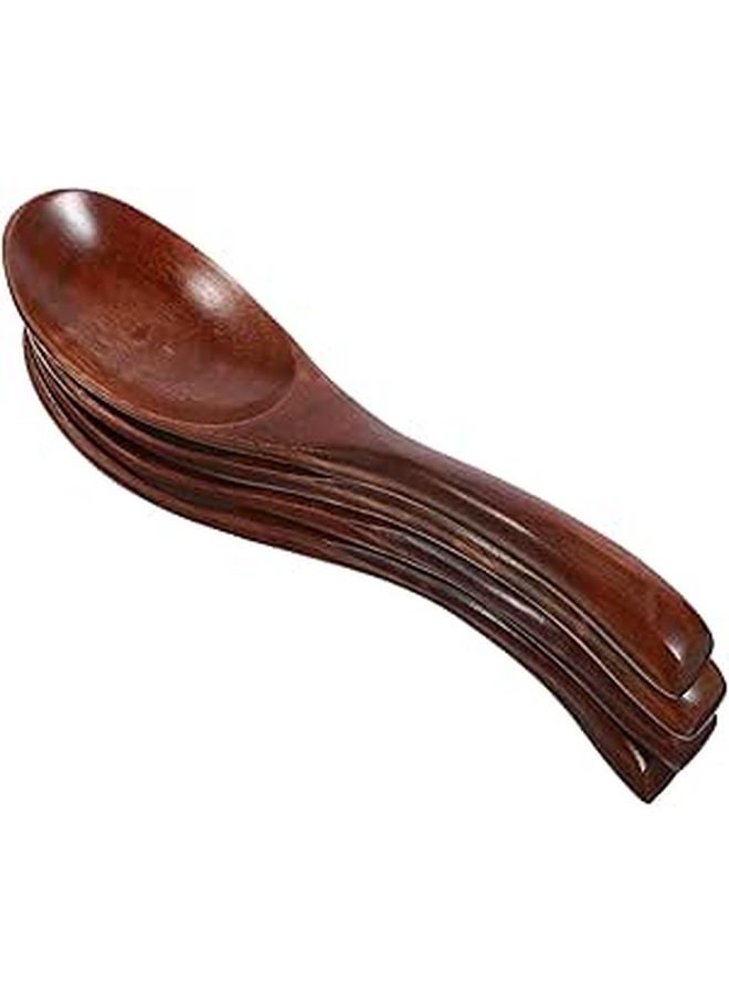 4pcs Reusable Wooden Spoons Hand Polished For Soup Dessert Coffee Stirring Home Hotel Gift - Image 1