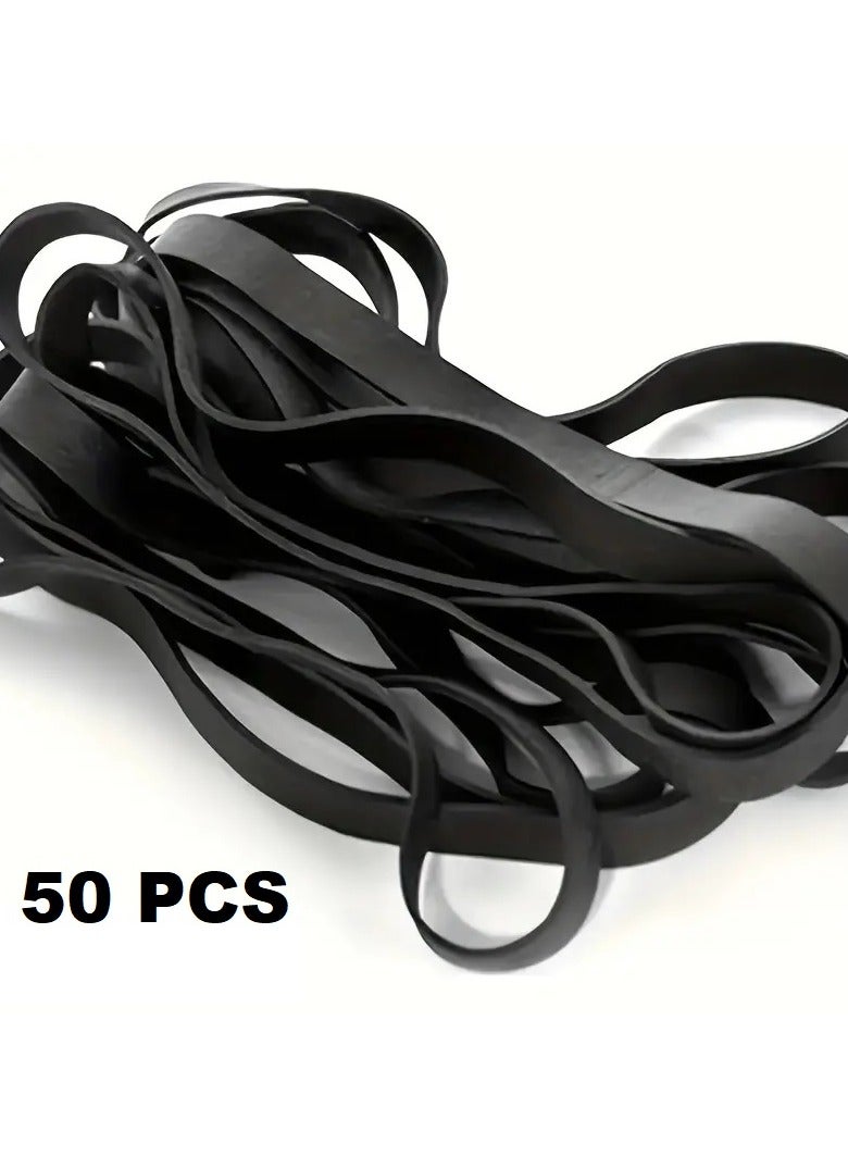 Generic Heavy-Duty Circular Closed Elastic Straps Made From Thermoplastic Polyurethane. Versatile Tactical Straps Ideal For Travel, Camping, And Hiking To Secure Items Together And For Repairing, Binding Projects, Crafts, And Jobs - Pack Of 50 Straps, Black - Image 2