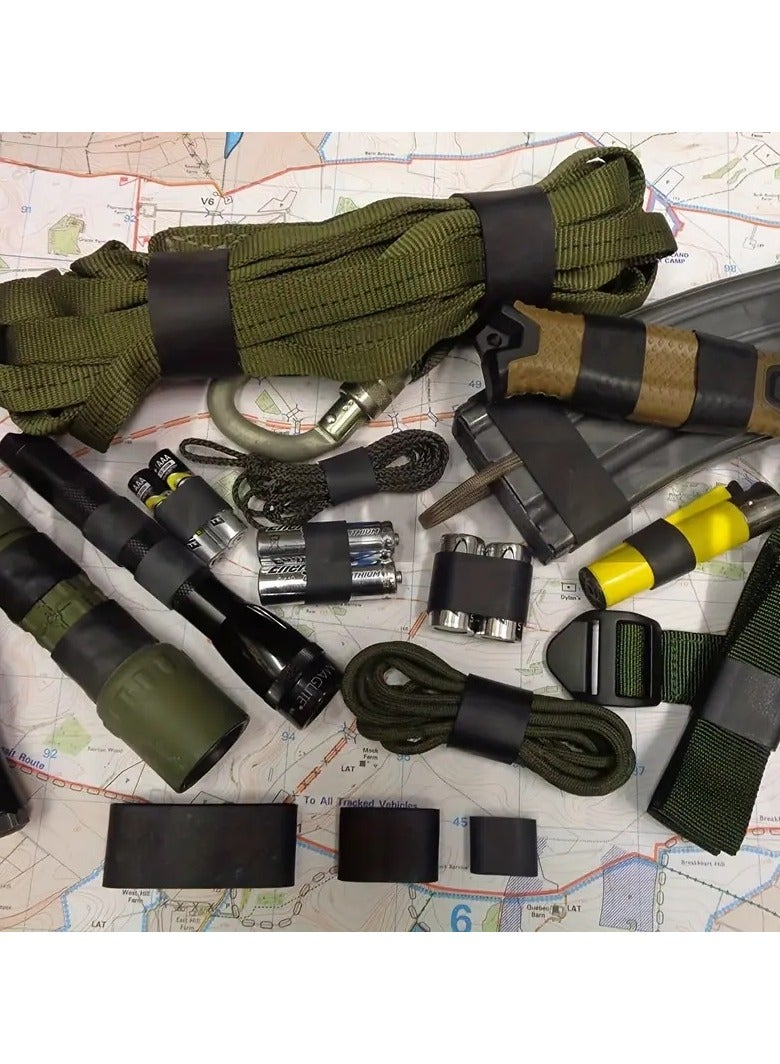 Generic Heavy-Duty Circular Closed Elastic Straps Made From Thermoplastic Polyurethane. Versatile Tactical Straps Ideal For Travel, Camping, And Hiking To Secure Items Together And For Repairing, Binding Projects, Crafts, And Jobs - Pack Of 50 Straps, Black - Image 3