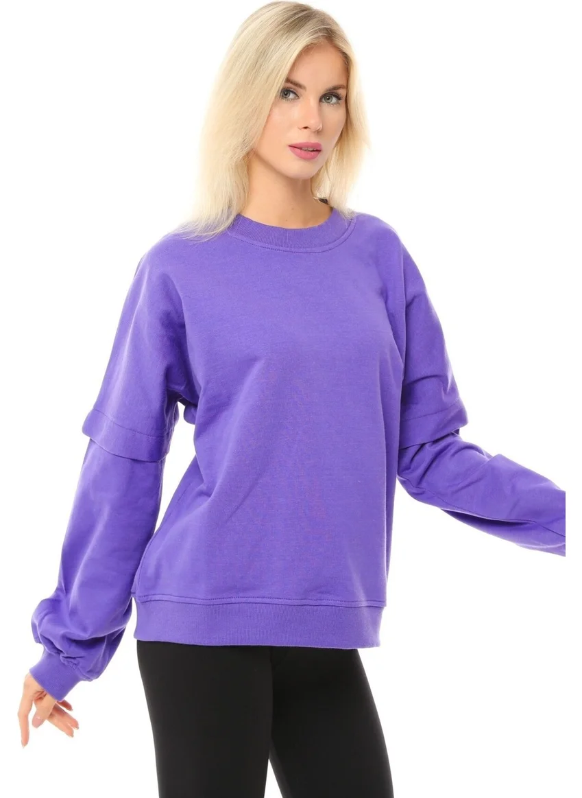 Defy'S Women's Oversize Sweat Sleeve Detail Purple