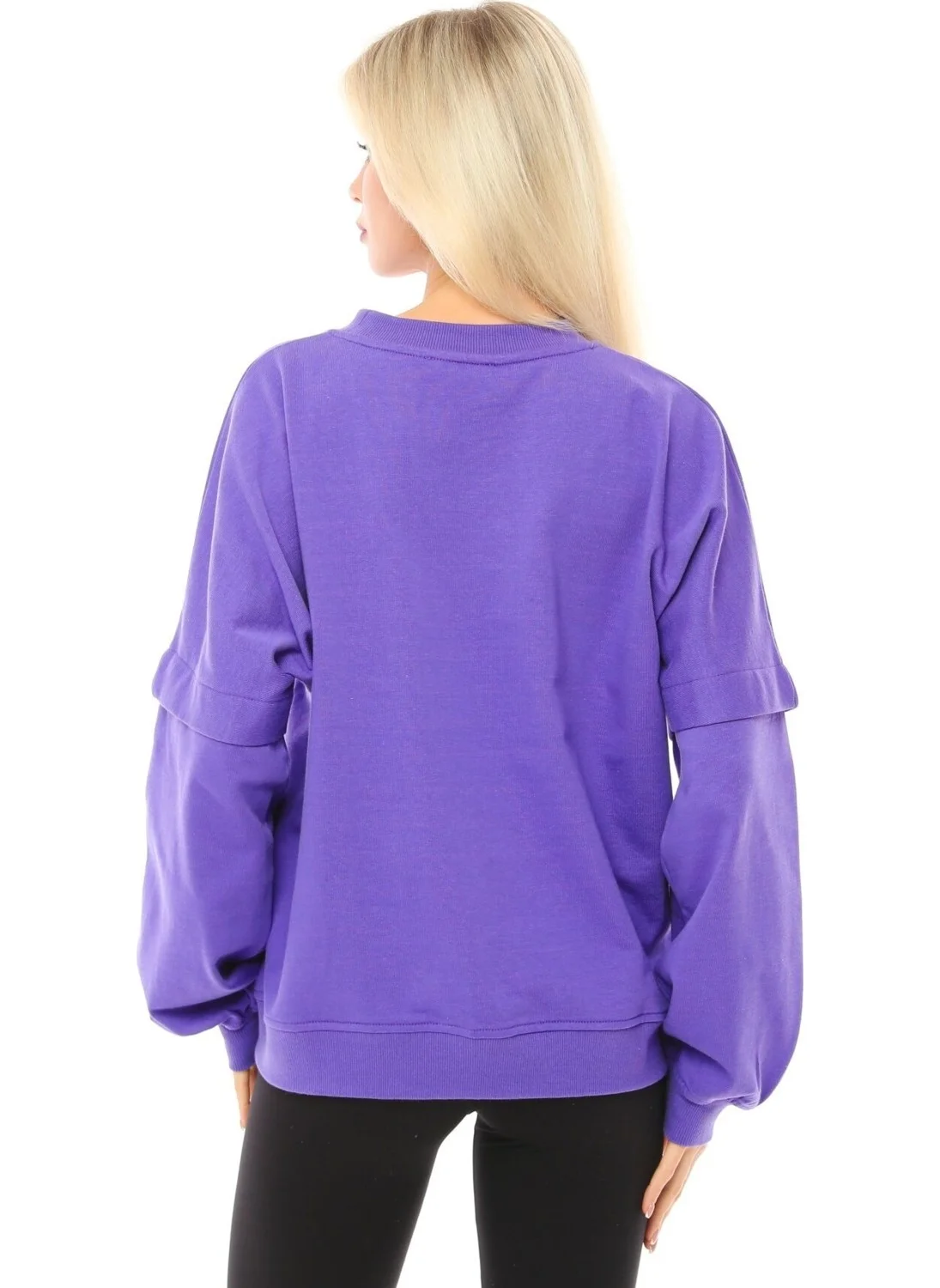 Defy'S Women's Oversize Sweat Sleeve Detail Purple