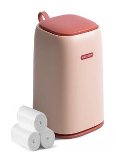 GILIF Tiny Desktop Trash Can with Lid,Mini Waste Bin with Push Button Cover with 90pcs Trash Bags,Modern Cute Small Little Plastic Countertop Garbage Bin for Car,Bathroom,Kitchen,Laundry Room (Pink)