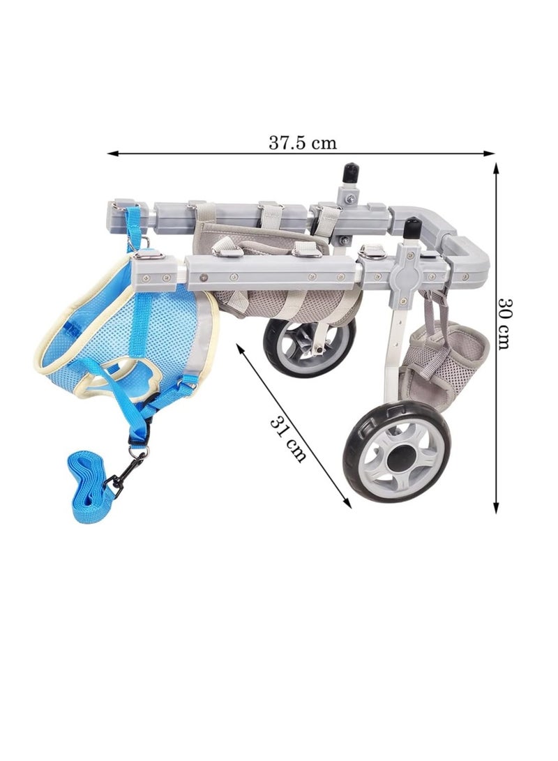 NNC PETS Pet Wheelchair with Aluminum Alloy, Durable, Comfortable, and Adjustable, Pet mobility with Two Back Wheels, Hind leg support, Abdominal support, and Harness, Suitable for small pets 37.5cm (Grey) - Image 2
