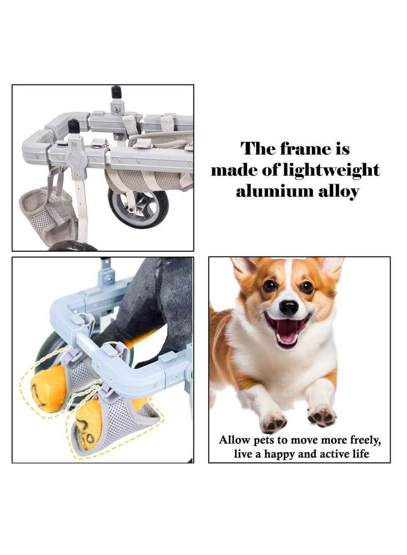NNC PETS Pet Wheelchair with Aluminum Alloy, Durable, Comfortable, and Adjustable, Pet mobility with Two Back Wheels, Hind leg support, Abdominal support, and Harness, Suitable for small pets 37.5cm (Grey) - Image 3
