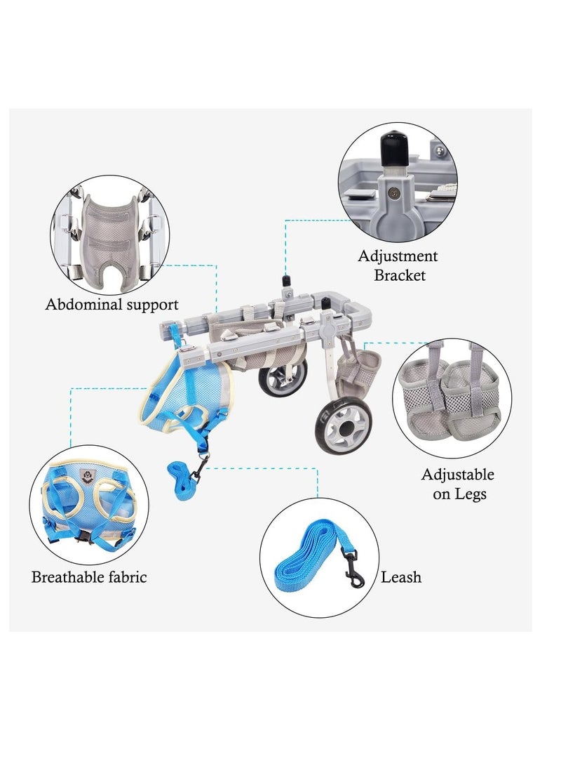 NNC PETS Pet Wheelchair with Aluminum Alloy, Durable, Comfortable, and Adjustable, Pet mobility with Two Back Wheels, Hind leg support, Abdominal support, and Harness, Suitable for small pets 37.5cm (Grey) - Image 4