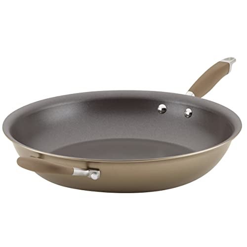Anolon Advanced Home Hard Anodized Nonstick Frying Pan 145 Inch  Large Skillet with Helper Handle 14 Inch Nonstick Frying Pan Durable Cookware  Bronze