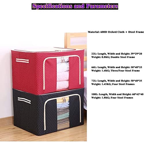 HOMENITY HOMENITY Foldable Steel Frame Cloths Zip Organizer Bag and Oxford Fabric Storage Living Cover Boxes For Wardrobe Shelves Clothes Sarees Bed Sheet Blanket PACK OF 1 Multicolor and Design  - Image 2
