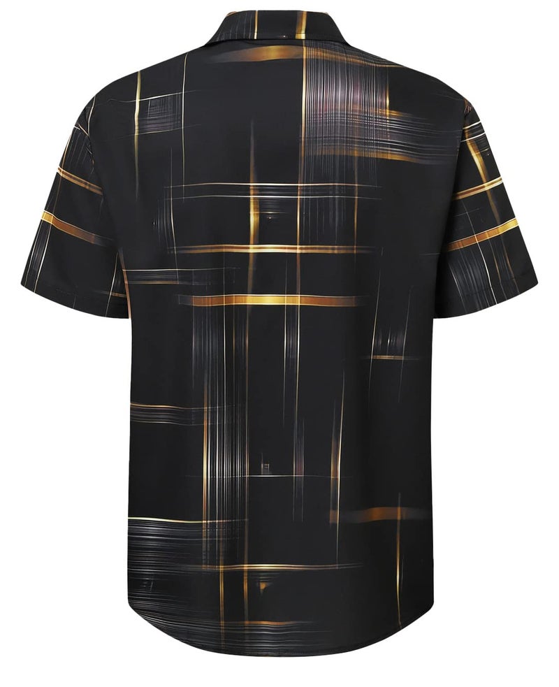 Hardaddy Men's Hawaiian Shirt Short Sleeves Printed Button Down Summer Beach Casual Shirts Black XL - Image 4