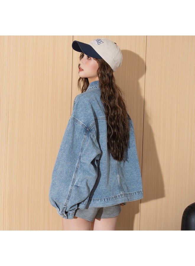 TonLion Autumn New Arrival Women's Denim Jacket With Pocket Color Blocking, Petite Short Style, Youthful, Flattering, Loose Fit, Versatile Women's Jacket - Image 5