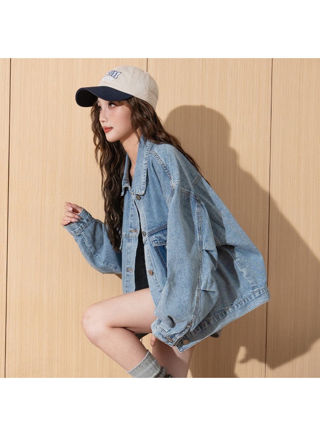TonLion Autumn New Arrival Women's Denim Jacket With Pocket Color Blocking, Petite Short Style, Youthful, Flattering, Loose Fit, Versatile Women's Jacket - Image 2