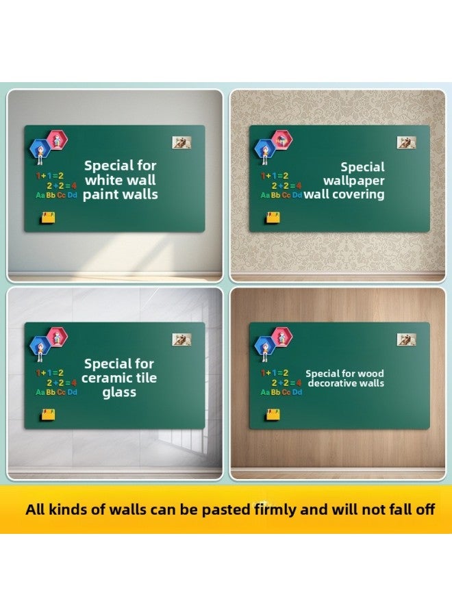 Blackboard Stickers Wall Stickers Children's Household Magnetic Small Whiteboard Teaching Removable Graffiti Not Harming The Wall Home Wall-Color:Green Board [extra Thick 0.8mm] + [teaching Package For Children Aged 7-12]-Specifications:90x100cm