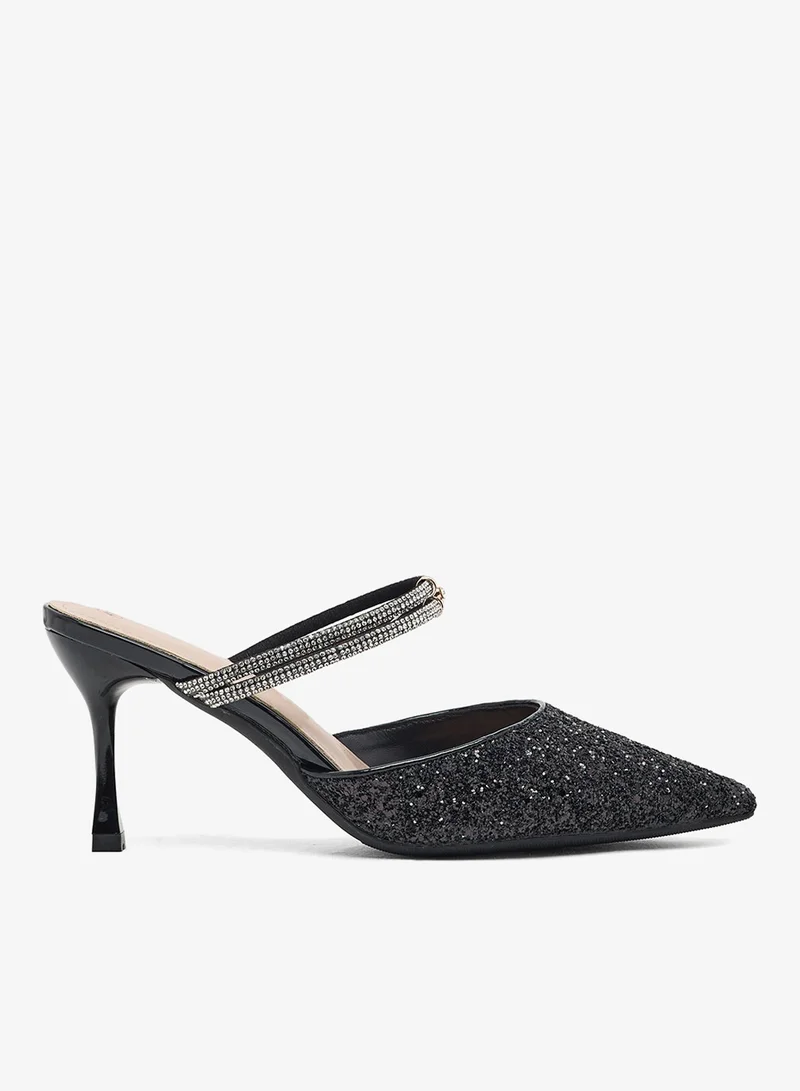 Glitter Heeled Mule