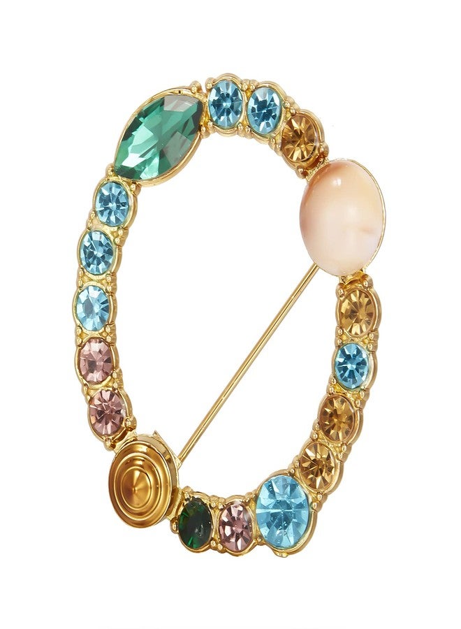 RINHOO Crystal Pearl Initial Brooch Gold Plated Enamel Colorful Letter Alphabet Breastpin Pin Jewelry for GIFTS (Gold O) - Image 1