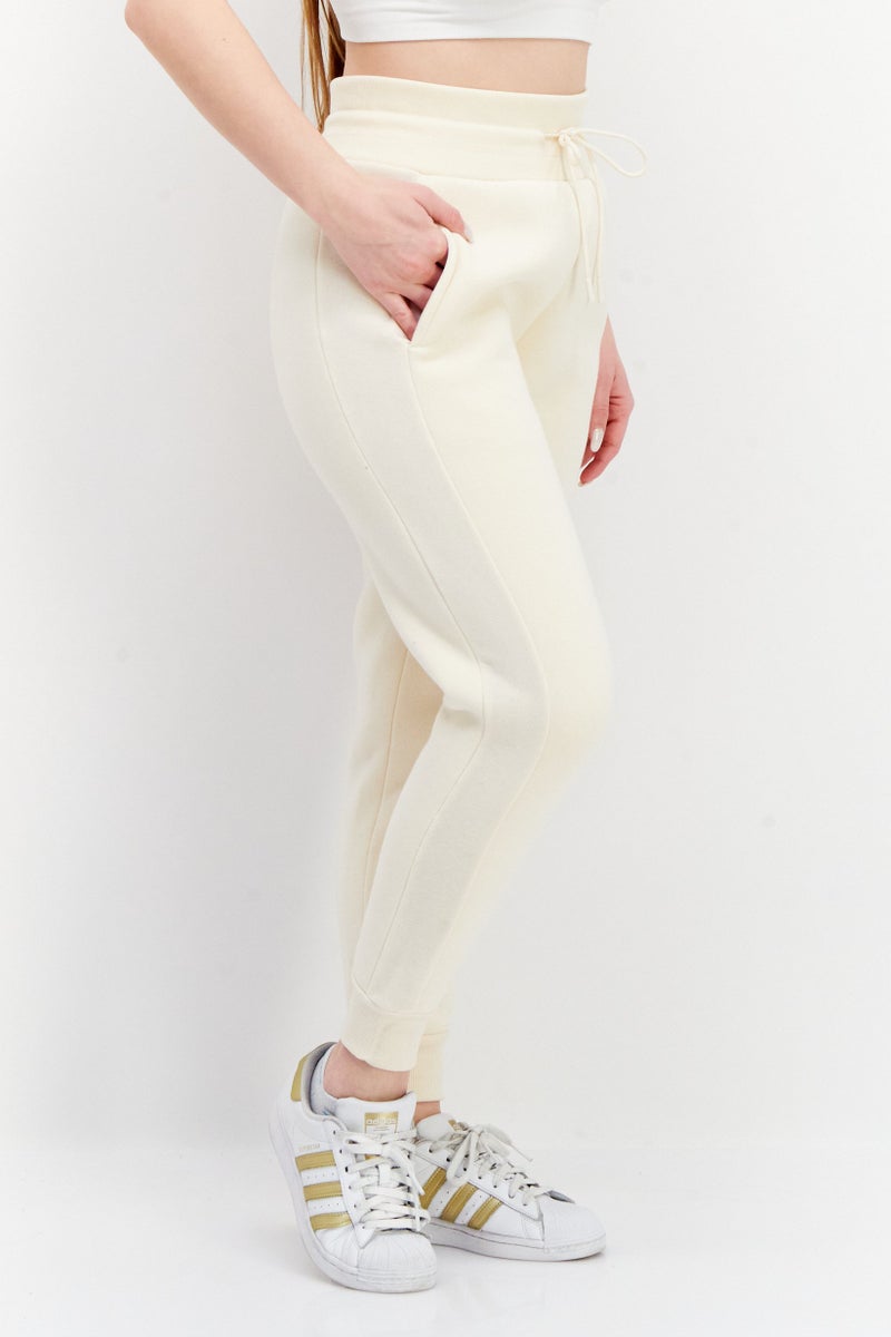 Bearpaw Women Drawstring Plain Jogger Pants, Light Beige  - Image 3