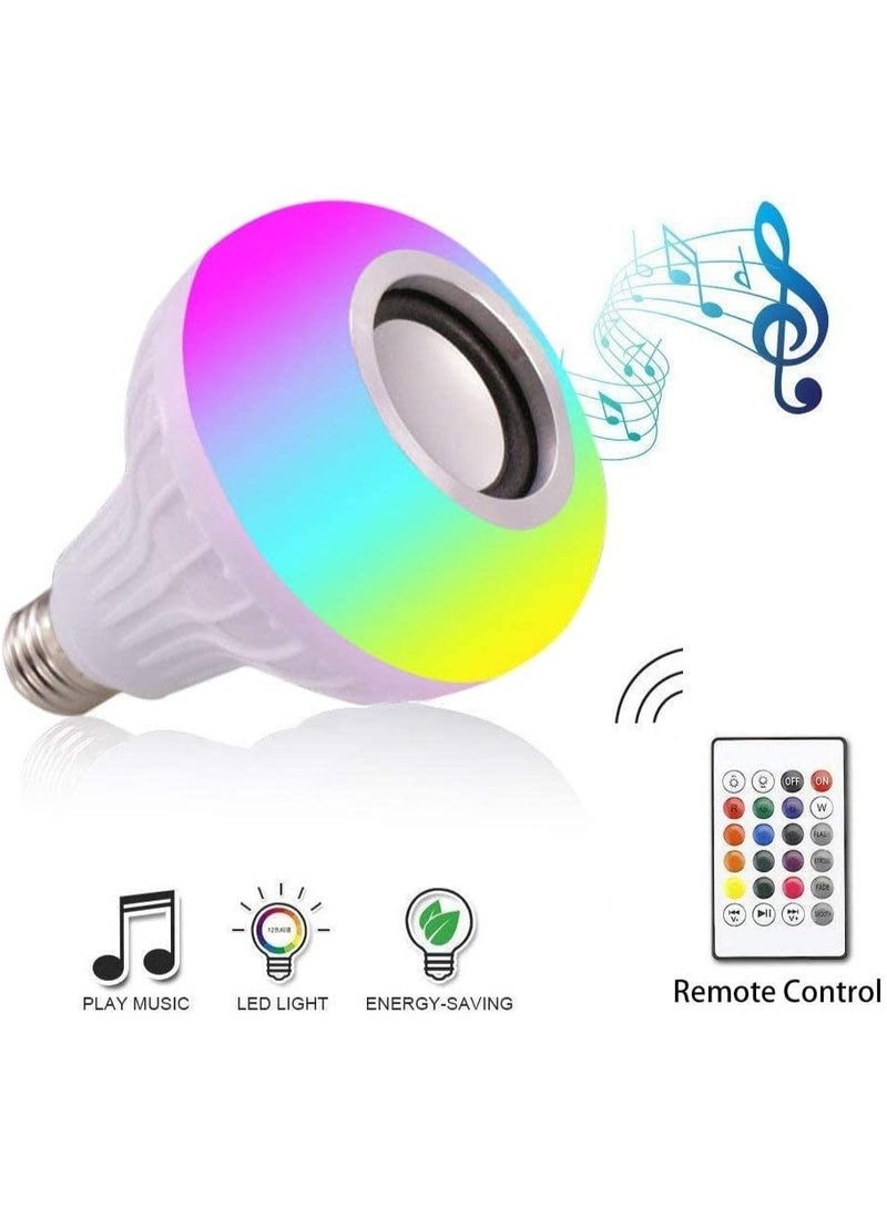 مصباح LED لاسلكي بتقنية بلوتوث RGB مع مكبر صوت، مصباح ذكي لتشغيل الموسيقى بقوة 12 واط مع جهاز تحكم عن بعد، قاعدة E27، 265 فولت، مصباح LED متغير الألوان مع مكبر صوت مدمج - Image 1