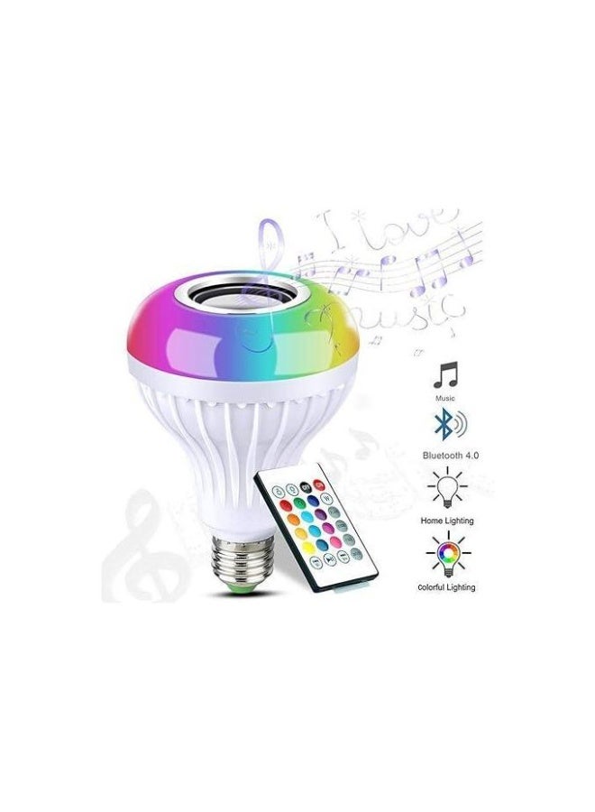 مصباح LED لاسلكي بتقنية بلوتوث RGB مع مكبر صوت، مصباح ذكي لتشغيل الموسيقى بقوة 12 واط مع جهاز تحكم عن بعد، قاعدة E27، 265 فولت، مصباح LED متغير الألوان مع مكبر صوت مدمج - Image 2
