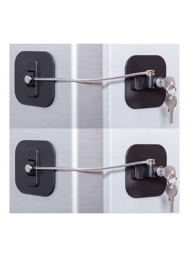 2-Piece Fridge Freezer Door Lock With 4 Keys Black - Image 1