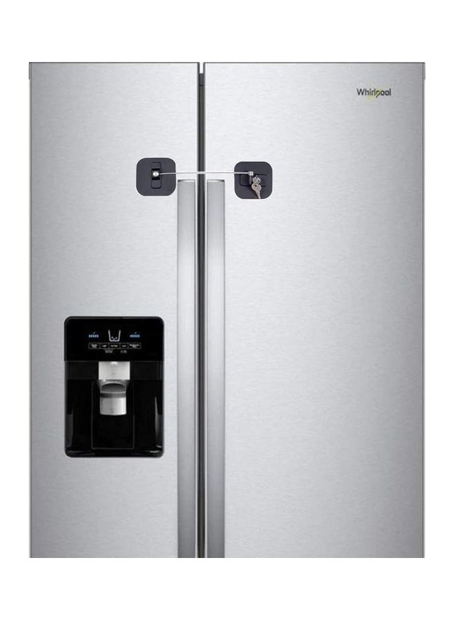 2-Piece Fridge Freezer Door Lock With 4 Keys Black - Image 4