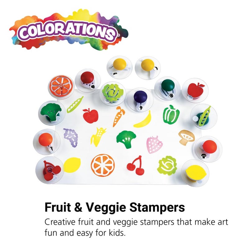 Colorations YUMSTAMP Easy-Grip Stampers, Fruit & Vegetable (Pack of 14) - Image 2
