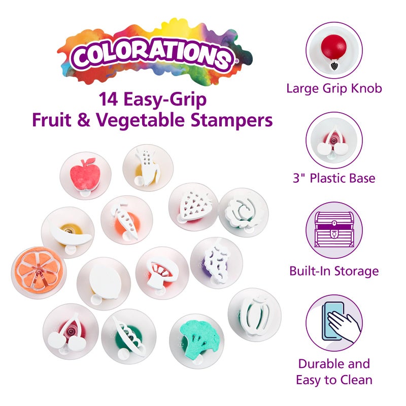 Colorations YUMSTAMP Easy-Grip Stampers, Fruit & Vegetable (Pack of 14) - Image 3