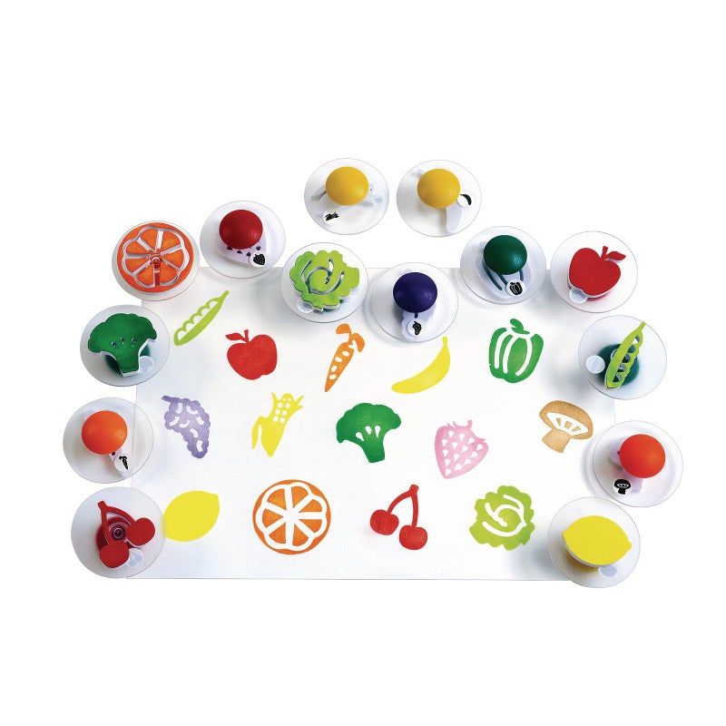 Colorations YUMSTAMP Easy-Grip Stampers, Fruit & Vegetable (Pack of 14) - Image 1