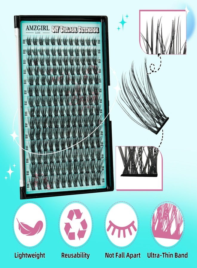 AMZGIRL LASH Manga Lash Clusters Fairy Eyelash Extension DIY 168pcs C Curl Anime Lashes Extensions Wispy Eyelashes Cluster with Thin Band Individual Lashes False Eyelashes At Home (Spiky, C-10-18mm) - Image 3