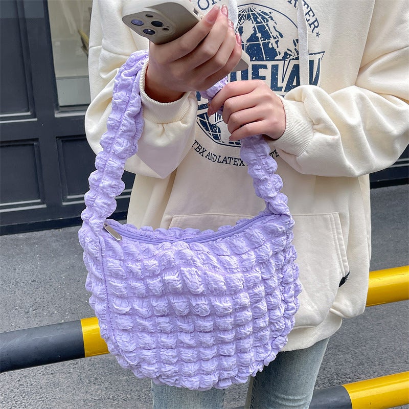 Western Style Bubble Cloud Bag Small Shoulder Bag Dumpling Bag Single Shoulder Canvas Bag Underarm Bag Casual All-Match Lazy Style Bag - Image 4